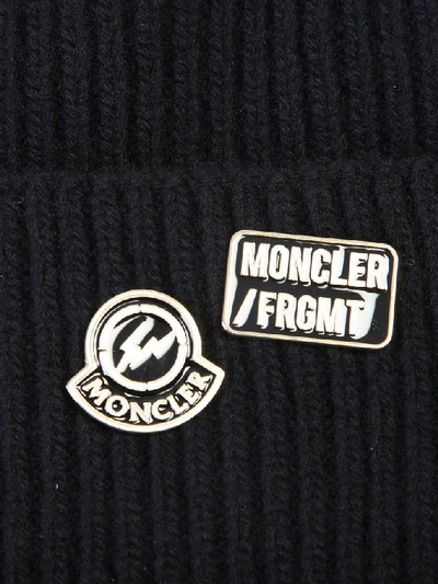 Shop Moncler Genius Moncler X Fragment Hiroshi Fujiwara Ribbed Logo Beanie In Black