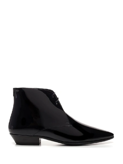 Shop Saint Laurent Jonas Lace Up Ankle Boots In Black