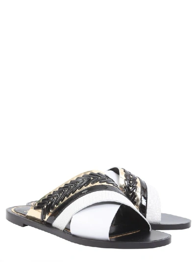 Shop Lanvin Logo Braided Detail Sandals In White