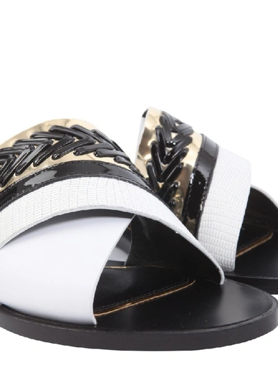 Shop Lanvin Logo Braided Detail Sandals In White