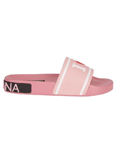Shop Dolce & Gabbana Embossed Slides In Pink
