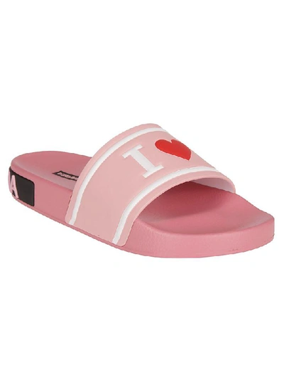 Shop Dolce & Gabbana Embossed Slides In Pink