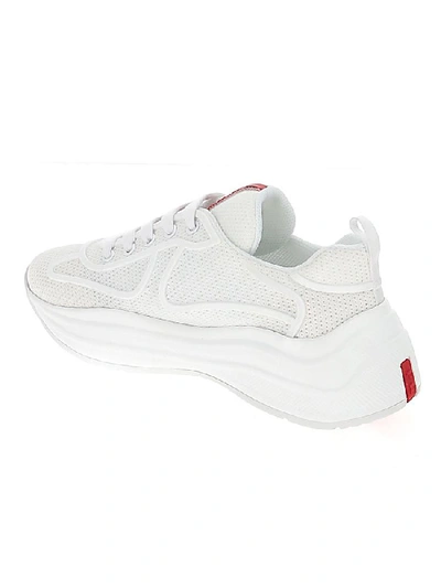 Shop Prada Mesh Sneakers In White