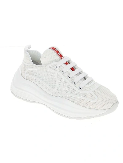 Shop Prada Mesh Sneakers In White