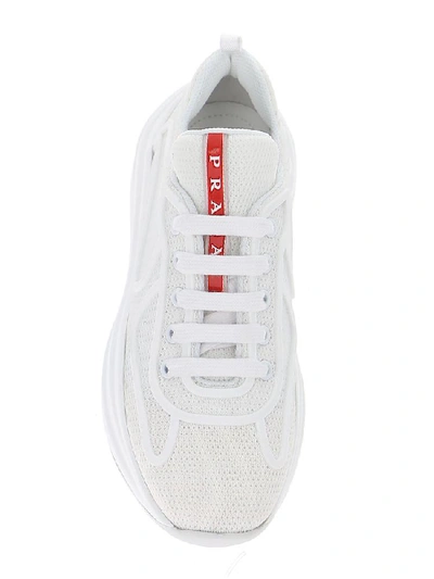 Shop Prada Mesh Sneakers In White