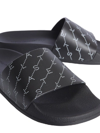 Shop Stella Mccartney Monogram Strap Slides In Black