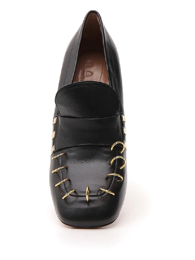 Shop Marni Ring Detail Heeled Loafers In Black