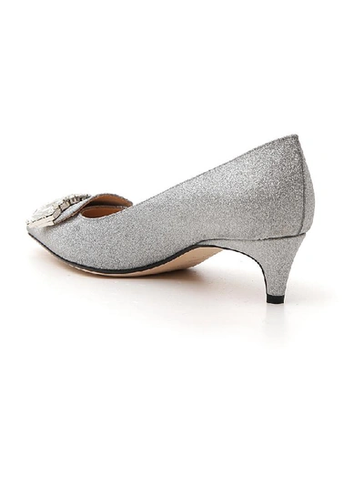 Shop Sergio Rossi Sr1 Embellished Glitter Pumps In Silver