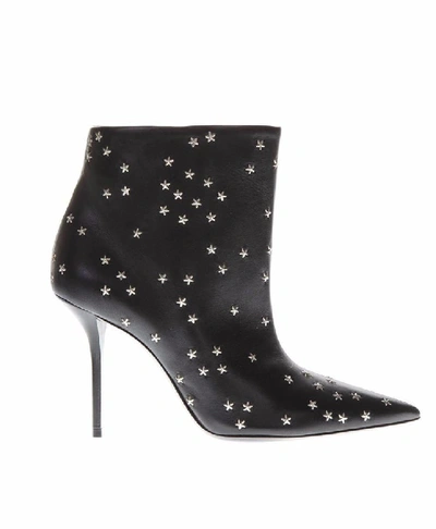 Shop Saint Laurent Star Print Ankle Boots In Black