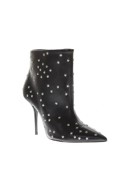 Shop Saint Laurent Star Print Ankle Boots In Black