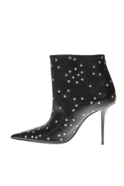 Shop Saint Laurent Star Print Ankle Boots In Black