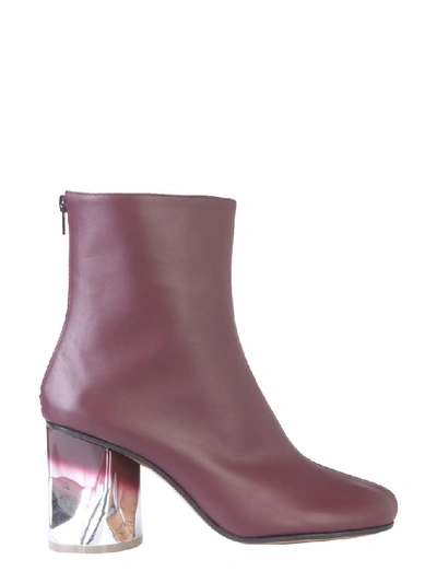 Shop Maison Margiela Contrast Heel Ankle Boots In Purple