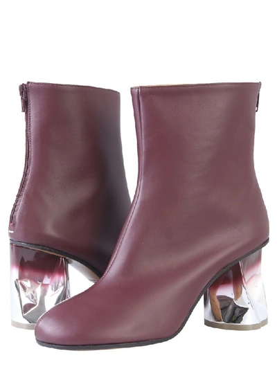 Shop Maison Margiela Contrast Heel Ankle Boots In Purple