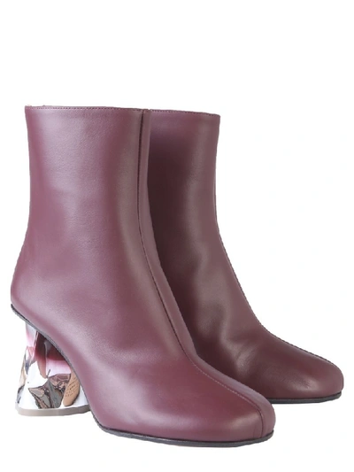 Shop Maison Margiela Contrast Heel Ankle Boots In Purple