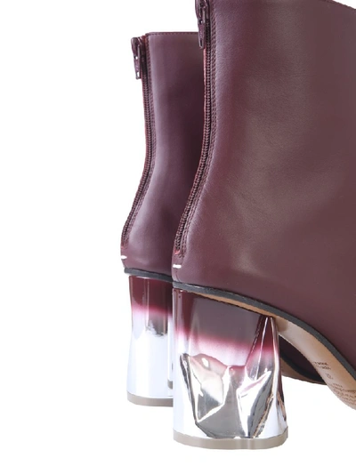 Shop Maison Margiela Contrast Heel Ankle Boots In Purple
