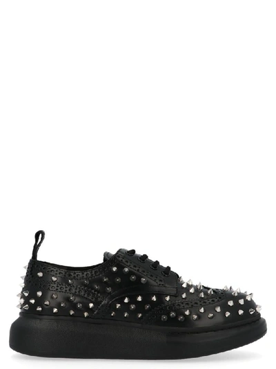 Shop Alexander Mcqueen Studded Hybrid Lace In Black