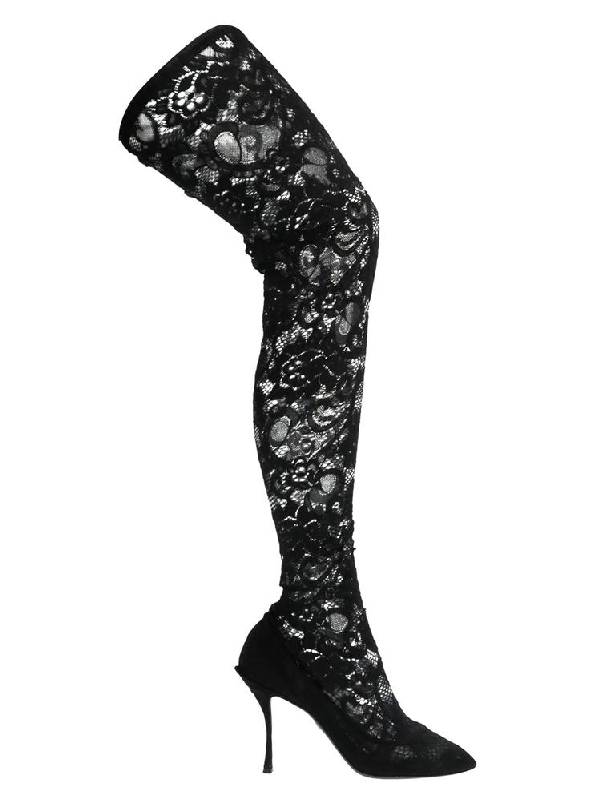 dolce and gabbana lace thigh high boots