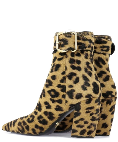 Shop Prada Leopard Print Chunky Heel Ankle Boots In Multi