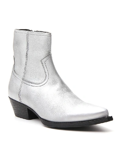 Shop Saint Laurent Lukas 40 Ankle Boots In Silver