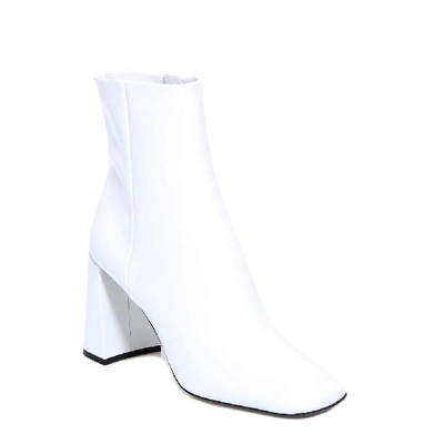 Shop Prada Zipped Block Heel Boots In White