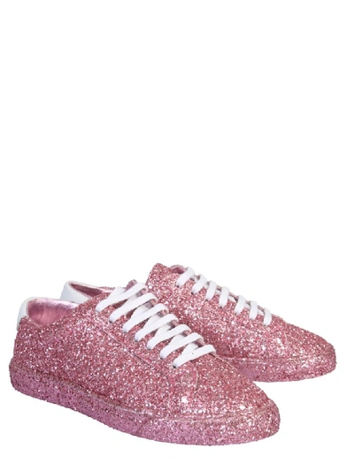 Shop Saint Laurent Andy Glittered Sneakers In Pink