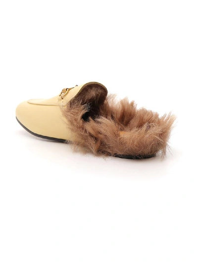 Shop Gucci Princetown Fur Mules In Yellow