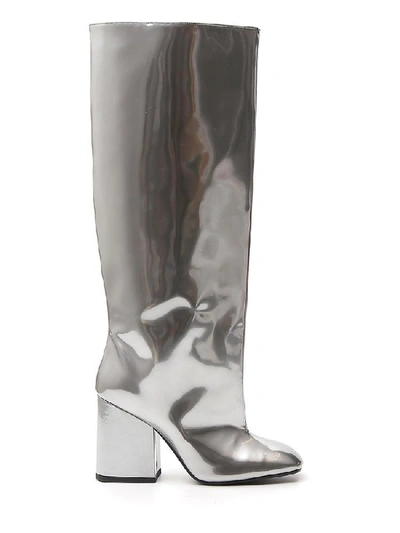 Shop Marni Metallic Knee In Silver