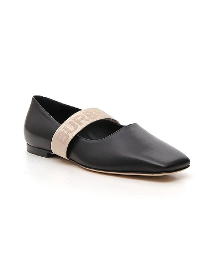 Shop Burberry Logo Detail Ballet Flats In Black