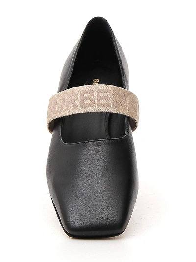 Shop Burberry Logo Detail Ballet Flats In Black