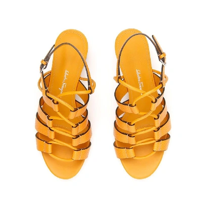 Shop Ferragamo Salvatore  Sculptural Heel Sandals In Yellow