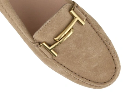 Shop Tod's Double T Suede Loafers In Brown