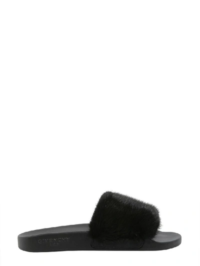 Shop Givenchy Mink Fur Slides In Black