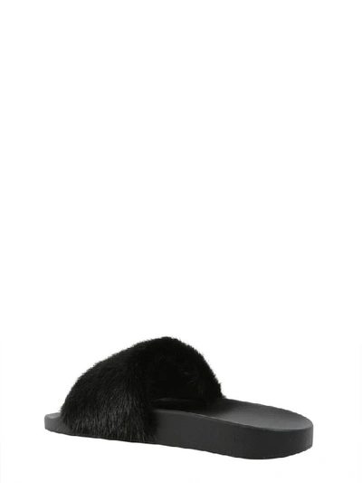 new GIVENCHY black Vison Mink fur logo rubber molded footbed pool slides  EU36 at 1stDibs