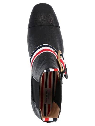 Shop Thom Browne Striped Buckle Detail Chelsea Boots In Black