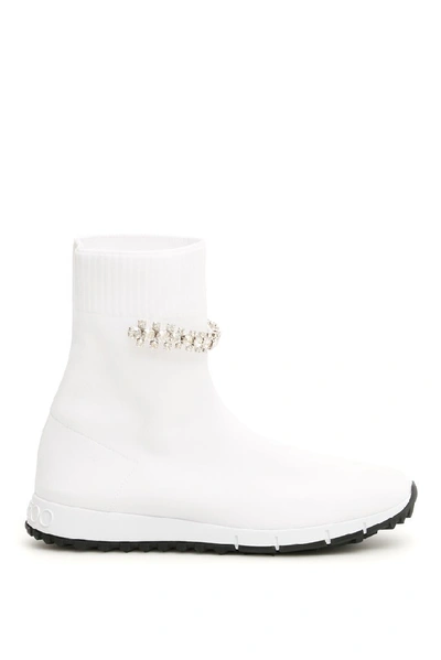 Shop Jimmy Choo Regena Embellished Sneakers In White