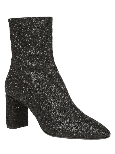 Shop Saint Laurent Glitter Ankle Boots In Black