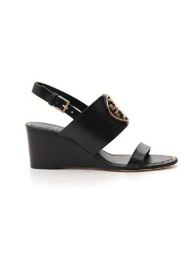 Shop Tory Burch Miller Logo Slingback Wedges In Black