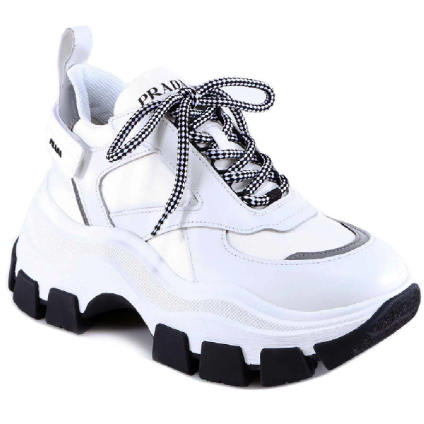 Prada panelled chunky sneakers - White
