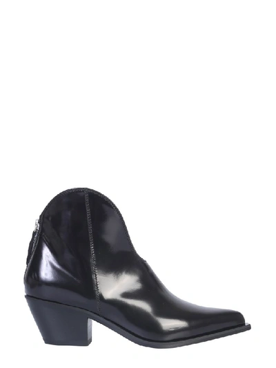 Shop Msgm Back Zip Ankle Boots In Black
