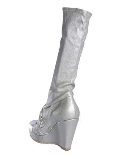 Shop Rick Owens Metallic Wedge Heel Boots In Silver