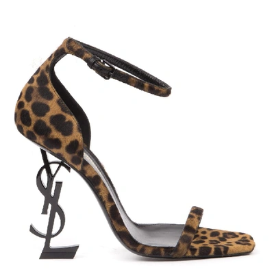 Shop Saint Laurent Opyum Leopard Print Sandals In Multi