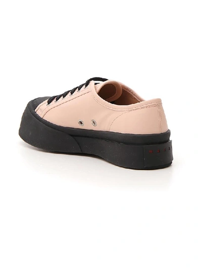 Shop Marni Contrast Chunky Sole Sneakers In Pink