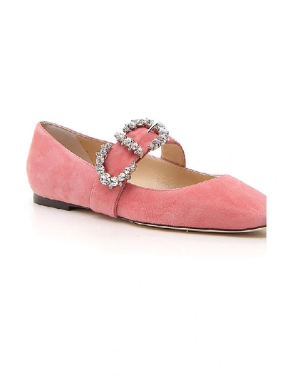 Shop Jimmy Choo Goodwin Embellished Ballerinas In Pink