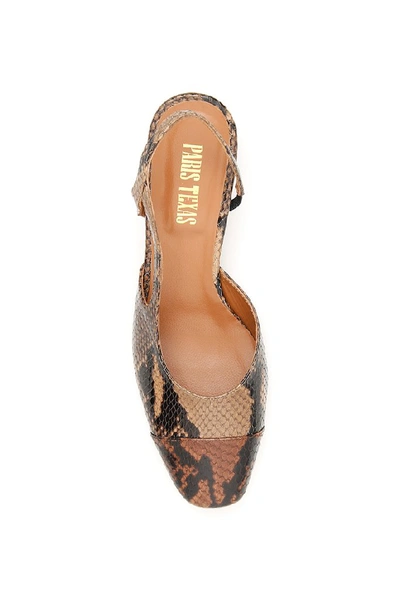Shop Paris Texas Python Printed Slingback Shoes In Brown