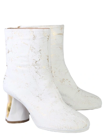Shop Maison Margiela Crushed Ankle Boots In White