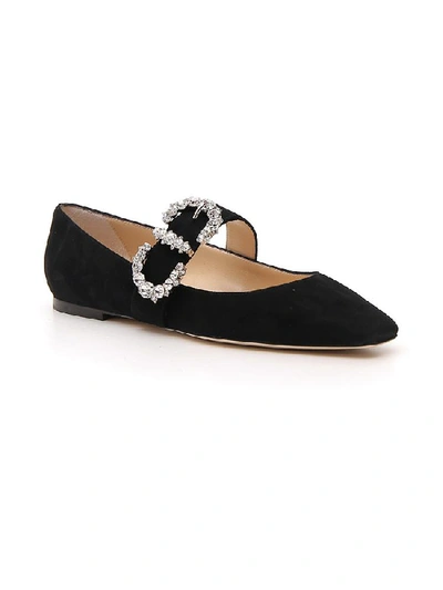 Shop Jimmy Choo Goodwin Embellished Ballerinas In Black