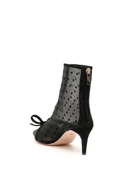 Shop Red Valentino Bow Detailed Mesh Boots In Black