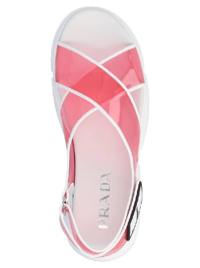 Shop Prada Cloudbust Crossover Logo Sandals In Pink