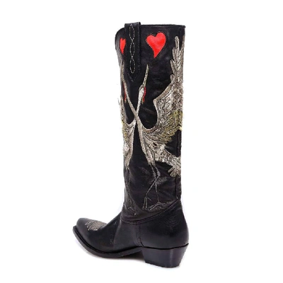 Shop Golden Goose Deluxe Brand Embroidered Boots In Black