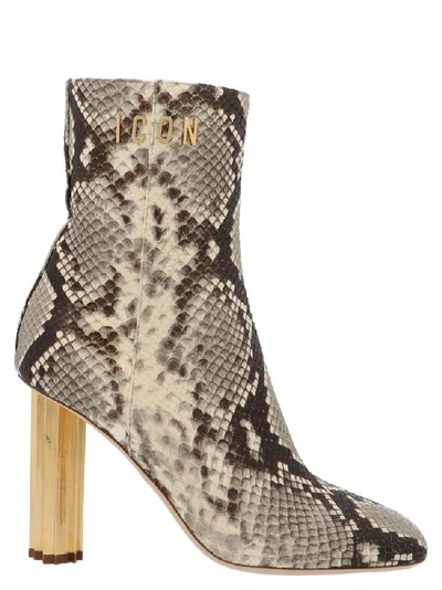 Shop Dsquared2 Embossed Heeled  Ankle Boots In Multi